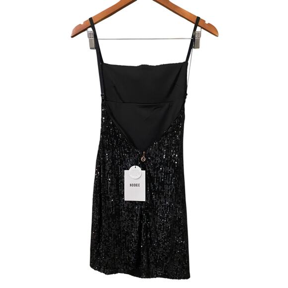 NWT Nookie Lumina Mini Dress Small Black Sequin Backless Cocktail Party Glam - Picture 3 of 12